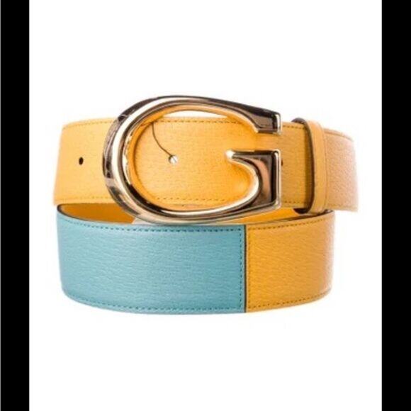 Men's Gucci, two tone, leather belt, memorable buckle size 100 cm/40 inches - Picture 1 of 16